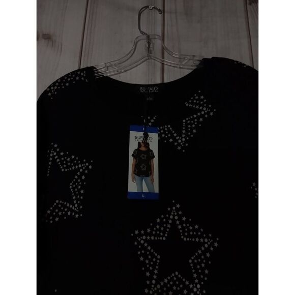 Buffalo David Bitton Shirt Ladies Large Short Sleeve Stars - Picture 4 of 7